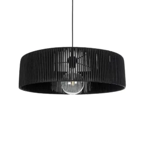GLOBOSTAR® KYCLOS 203-0046 Boho Κρεμαστό Φωτιστικό Οροφής με Ντουί 1 x E27 AC 220-240V IP20 - Μαύρο - M55 x Π55 x Υ20cm