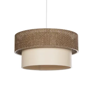 GLOBOSTAR® LIVA 203-0175 Μοντέρνο Κρεμαστό Φωτιστικό Οροφής με Ντουί 1 x E27 AC 220-240V IP20 - Καφέ & Μπεζ - Μ38 x Π38 x Υ30cm