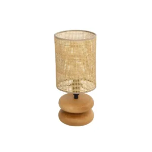 GLOBOSTAR® KLOO 204-0143 Boho Επιτραπέζιο Φωτιστικό Πορτατίφ με Ντουί 1 x E14 AC 220-240V IP20 - Καφέ & Μπεζ - Μ15 x Π15 x Υ35cm