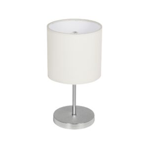 GLOBOSTAR® GLOSSY 204-0077 Μοντέρνο Επιτραπέζιο Φωτιστικό Πορτατίφ με Ντουί 1 x E27 AC 220-240V IP20 - Ασημί & Μπεζ - Μ19 x Π19 x Υ36cm