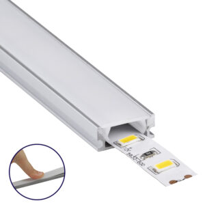 GLOBOSTAR® ALP-LINEAR SURFABO 70805-2M Επιφανειακό Προφίλ Αλουμινίου με Λευκό Γαλακτερό Πατητό Κάλυμμα για Ταινίες LED IP20 - Ασημί & Λευκό - Μ200 x Π1.6 x Υ0.7cm - Πακέτο 5 Τεμαχίων