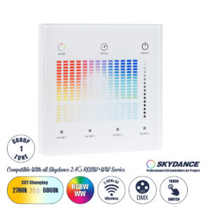 GLOBOSTAR® SKYDANCE-T15-S 73153 RF 2.4Ghz DMX  Ασύρματο Χειριστήριο 1 Group για όλα τα SKYDANCE DMX512 Controller AC 100-240V Max 0.1A IP20 - Μ8.5 x Π8.5 x Υ3.5cm - 5 Χρόνια Εγγύηση