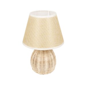 GLOBOSTAR® HASUMI 01957 Boho Επιτραπέζιο Φωτιστικό Πορτατίφ με Ντουί 1 x E27 AC 220-240V IP20 - Μπεζ & Λευκό - Μ19 x Π19 x Υ30cm