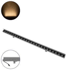 GLOBOSTAR® WASHERFAIA 90186 Μπάρα Φωτισμού Wall Washer με Αντιθαμβωτική Γρίλια LED 24W 2640lm 15° DC 24V Αδιάβροχο IP65 Θερμό Λευκό 2700K Dimmable - Bridgelux SMD Chip - Γκρί Ανθρακί - Μ100 x Π4 x Υ5.5cm - 3 Χρόνια Εγγύηση