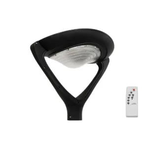 GLOBOSTAR® SQUARE 12117 Φωτιστικό Στύλου/Κολώνας Πλατείας/Πάρκου με Ασύρματο Χειριστήριο LED 25W 2500lm 120° Ενσωματωμένο Φωτοβολταϊκό Panel 5V 12W & Επαναφορτιζόμενη Μπαταρία Li-ion 3.2V 24000mAh με Αισθητήρα Κίνησης-Ημέρας-Νύχτας Αδιάβροχο IP65 Ψυχρό Λευκό 6000K - Γκρι Ανθρακί - Μ60 x Π47 x Υ48cm - 2 Χρόνια Εγγύηση