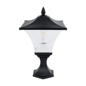 GLOBOSTAR® DIRAHIO 90552 Φωτιστικό Κολωνάκι Κήπου με Ντουί 1 x E27 AC 220-240V Αδιάβροχο IP65 - Μαύρο Ματ - Μ32 x Π32 x Υ52cm
