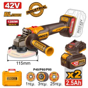 Γωνιακός Τροχός Μπαταρίας 115mm 42V Li-Ion (#CAGLI4128112E)