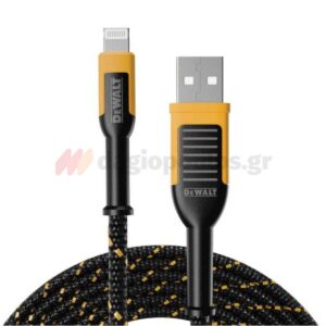 DEWALT USB-A to Lightning Cable Μαύρο 1.2m (#1311359DWG)