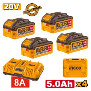 Μπαταρίες 4 τεμ. 20V 5.0Ah + Ταχυφορτιστής 8A  2 Θέσεων + Βαλίτσα Σετ 6 τεμ. (#FBCLI20285E)