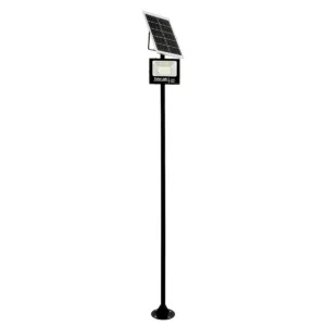 GLOBOSTAR® HELIOS-280 GLB-000-0002 Μεταλλικός Γαλβανισμένος Στύλος Φωτισμού για Φωτοβολταϊκό Προβολέα Εξωτερικού Χώρου - RAL 9005 Μαύρο Ματ - Μ35 × Π25 × Υ280cm