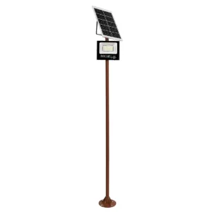 GLOBOSTAR® HELIOS-280 GLB-000-0005 Μεταλλικός Γαλβανισμένος Στύλος Φωτισμού για Φωτοβολταϊκό Προβολέα Εξωτερικού Χώρου - RAL 8004 Corten Καφε Ματ - Μ35 × Π25 × Υ280cm