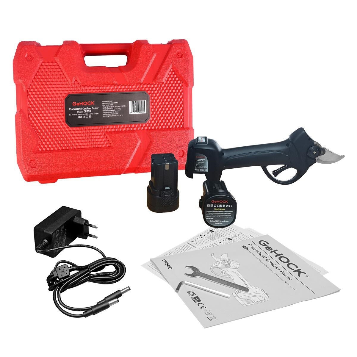 GeHock Ψαλίδι Κλαδέματος Μπαταρίας 16.8V 2x2.6Ah με Μέγιστη Διάμετρο Κοπής 30mm σε Βαλιτσάκι Μεταφοράς - Image 2