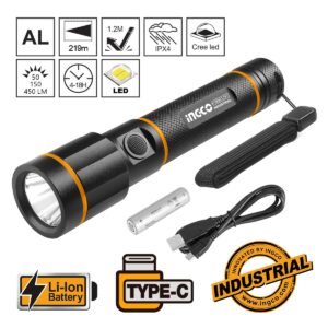 Φακός Προβολέας Li-Ion Επαναφορτιζόμενος 50-150-450 lumens USB Type-C (#HCFL1865051)