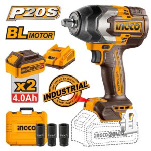 Ingco CIWLI2085E Brushless Μπουλονόκλειδο Μπαταρίας 20V 2x4Ah με Υποδοχή 1/2"