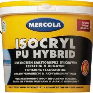 Mercola Isocryl Pu Hybrid Premium Ελαστομερές Ακρυλικό Επαλειφόμενο Στεγανωτικό Πολυουρεθάνης 10lt Λευκό