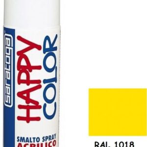 Saratoga Σπρέι Βαφής Happy Acrylic με Γυαλιστερό Εφέ Zinc Yellow RAL 1018 400ml