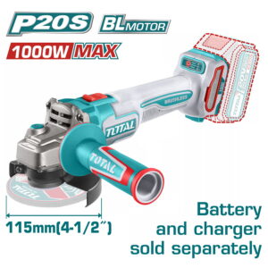 TOTAL ΕΠΑΓΓ. ΓΩΝΙΑΚΟΣ ΤΡΟΧΟΣ ΜΠΑΤ. Li-ion 20V / 115mm ΧΩΡΙΣ ΜΠΑΤΑΡΙΑ & ΦΟΡΤΙΣΤΗ BL Motor (TAGLI27153E)