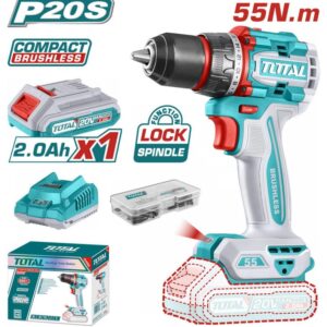 TOTAL ΕΠΑΓΓ. ΔΡΑΠ/ΒΙΔΟ ΜΠΑΤ. Li-ion 20V / 2Ah / 55Nm / 1 ΜΠΑΤ BL Motor (TDLI205582E)