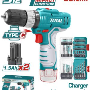 WF TOTAL ΕΠΑΓΓ. ΔΡΑΠ/ΒΙΔΟ ΚΡΟΥΣΤΙΚΟ ΜΠΑΤ. Li-ion 12V / 1.5Ah / 20Nm / 2 ΜΠΑΤ Type-C (TOSLI241197E)