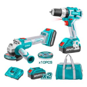 Total TCKLI6015 Σετ Γωνιακός Τροχός & Κρουστικό Δραπανοκατσάβιδο 20V με 2 Μπαταρίες 4Ah και Θήκη