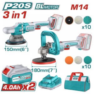 Total TOSLI241191E Σετ 2 Αλοιφαδόροι Brushless 20V με 2 Μπαταρίες 4Ah και Θήκη