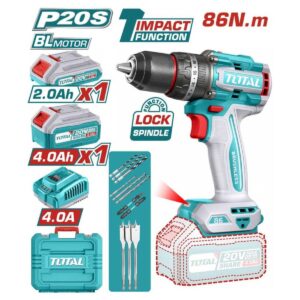 Total Κρουστικό Δραπανοκατσάβιδο Μπαταρίας Brushless 20V 1x2Ah & 1x4Ah TIDLI20868E