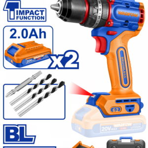 WADFOW ΔΡΑΠ/ΒΙΔΟ ΚΡΟΥΣΤΙΚΟ ΜΠΑΤ. Li-ion 20V / 62Nm / 2Ah / 2 ΜΠΑΤ BL Motor (WCDP6281E)