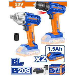 WADFOW ΣΕΤ ΔΡΑΠ/ΒΙΔΟ + ΜΠΟΥΛΟΝΟΚΛΕΙΔΟ ΜΠΑΤ. Li-ion 20V / 1.5Ah / 2 ΜΠΑΤ (WCK2017)