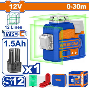 WADFOW ΑΛΦΑΔΙ LASER 12V / 3D ΑΥΤΟ-ΟΡΙΖΟΝΤΙΟΥΜΕΝΟ ΣΤΑΥΡΟΥ 0-30m ΜΕ ΠΡΑΣΙΝΕΣ ΑΚΤΙΝΕΣ (WLE8M12)