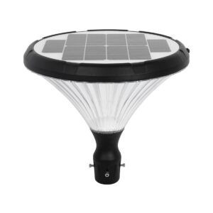 GLOBOSTAR® SQUARE 90502 Φωτιστικό Κεφαλής Post Top Πλατείας/Πάρκου/Κήπου LED 40W 2000lm 120° DC 5V με Ενσωματωμένο Φωτοβολταϊκό Panel 6V 12W & Επαναφορτιζόμενη Μπαταρία Li-ion 3.2V 15000mAh με Αισθητήρα Ημέρας-Νύχτας Αδιάβροχο IP65 Ψυχρό Λευκό 6000K - Sanan SMD Chip - Μαύρο Ματ - Μ54 x Π54 x Υ48.5cm - 2 Χρόνια Εγγύηση