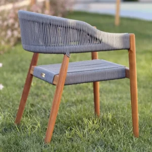 Premium Καρέκλα Teak με Γκρι Σχοινιά