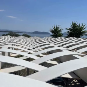WPC πέργκολα στήριξη σε τοίχο με σκίαση runner - WPC πέργκολα  από τοίχο | 400 x 400εκ.