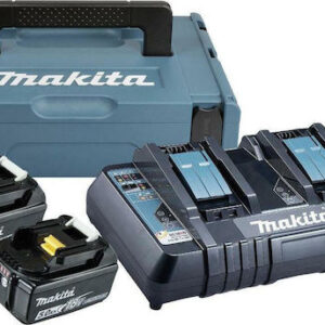 Makita Σετ 2 Μπαταριών Εργαλείου Λιθίου 18V Χωρητικότητας 5Ah με Φορτιστή DC18RD Διπλό