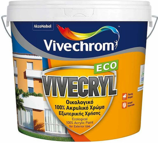 Vivechrom Vivecryl Eco Πλαστικό Χρώμα Ακρυλικό Οικολογικό για Εξωτερική Χρήση 10lt