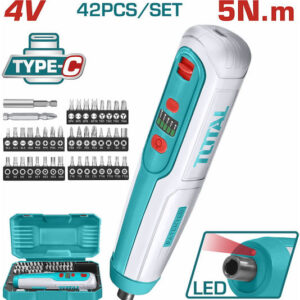 Κατσαβίδι Μπαταρίας TOTAL Li-ion 4V / 1.3Ah / 5Nm Type-C (TSDLI04062).