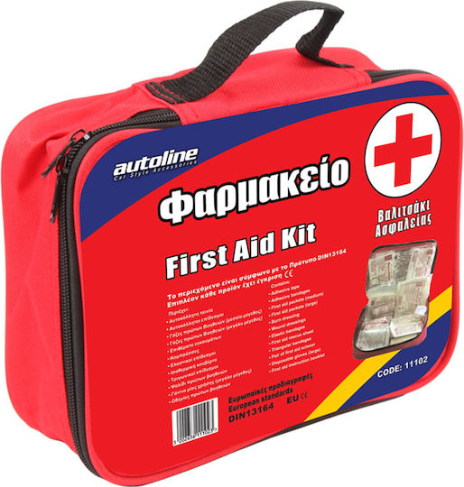Autoline First Aid Kit Φαρμακείο Πρώτων Βοηθειών Αυτοκινήτου Τσαντάκι με Εξοπλισμό (#11102)