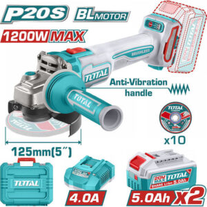 Total TAGLI2120272E Τροχός 125mm Μπαταρίας Brushless με Ρύθμιση Στροφών 2x5Ah