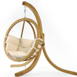 Ήρα Κούνια Φωλιά με Βάση και Μαξιλάρι Rattan Εκρού Αντοχής έως 120kg Μ120xΠ120xΥ195cm 70181