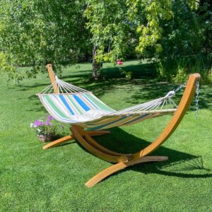 Αιώρα Με Ξύλινη Ράβδο Chillounge Palma Green Bay & Σταντ Ευκάλυπτου