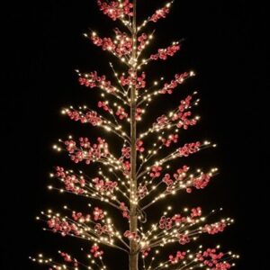 Μάυρο Φωτιζόμενο Δέντρο Κόκκινο Γκί 975 Led Copper Φωτάκια Θερμό Φωτισμό Μετασχηματιστή Ip44 210 H Cm Lianos Xmas