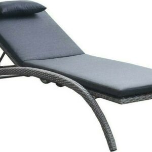 Ξαπλώστρα Rattan με Μαξιλάρι & Ρόδες Γκρι 210x70x40εκ. 176211