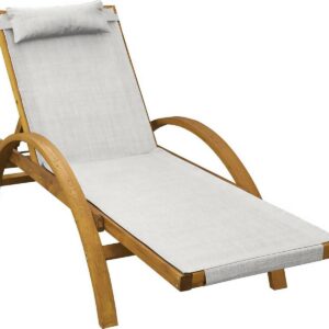 Ξαπλώστρα Ξύλινη Acacia Wood με Ύφασμα Textilene Καφέ 195x75x33εκ. 176739