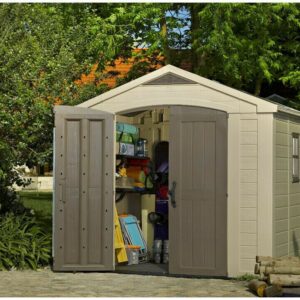 Πλαστική Αποθήκη Κήπου Factor Καφέ / Taupe 8X11 με Διπλή Πόρτα & Αεραγωγό (Μ2.56xΠ3.31xΥ2.43m) 17197956