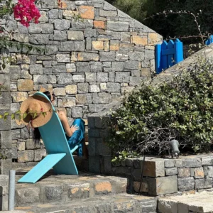 Τιρκουάζ Ξύλινη Καρέκλα Παραλίας Surfing 30 × 107 × 110 εκ.