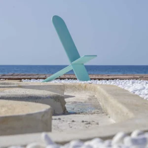 Τιρκουάζ Ξύλινη Καρέκλα Παραλίας 30 × 107 × 110 εκ.
