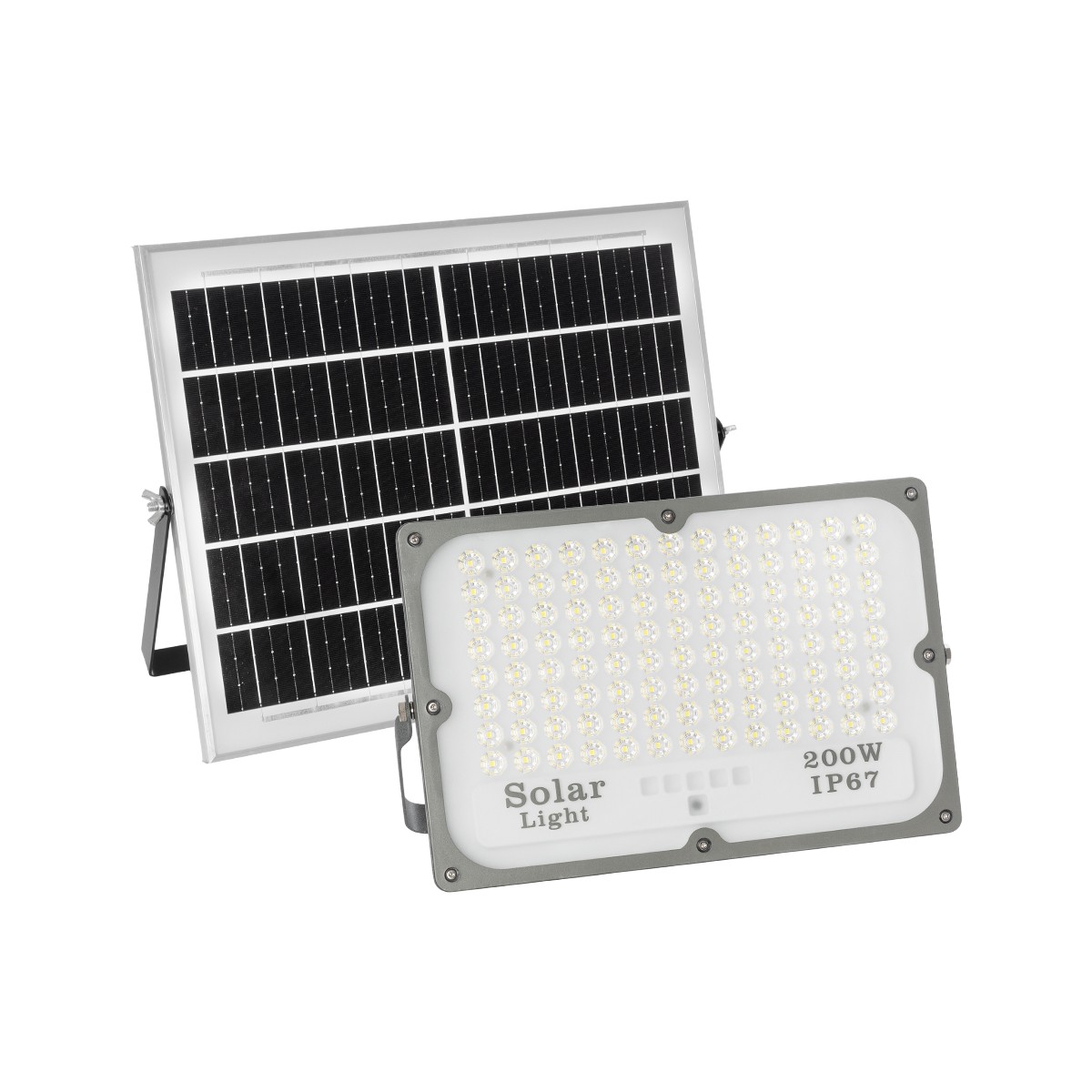 GLOBOSTAR® LUMOVOX 73068 Προβολέας LED 200W 10000lm 120° DC 5V με Φωτοβολταϊκό Panel 5V 12W & Επαναφορτιζόμενη Μπαταρία Li-ion 3.2V 10000mAh Αδιάβροχο IP67 Ψυχρό Λευκό 6000K - 180 x SMD2835 Sanan Chip - Γκρι Ανθρακί - Μ29.5 x Π5.5 x Υ19cm - 2 Χρόνια Εγγύηση - Image 2