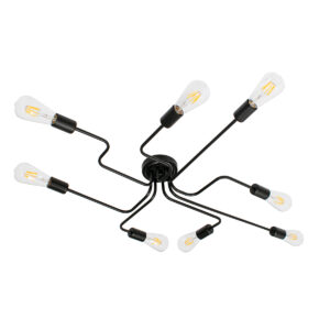 GLOBOSTAR® LIBERTA 00840 Μοντέρνο Φωτιστικό Οροφής με Ντουί 8 x E27 AC 220-240V IP20 - Μαύρο - Μ102 x Π72 x Υ10.5cm