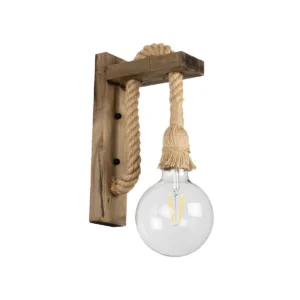 GLOBOSTAR® KENSI 00883 Boho Φωτιστικό Τοίχου - Απλίκα με Ντουί 1 x E27 AC 220-240V IP20 - Καφέ & Μπεζ - Μ7 x Π19 x Υ28cm