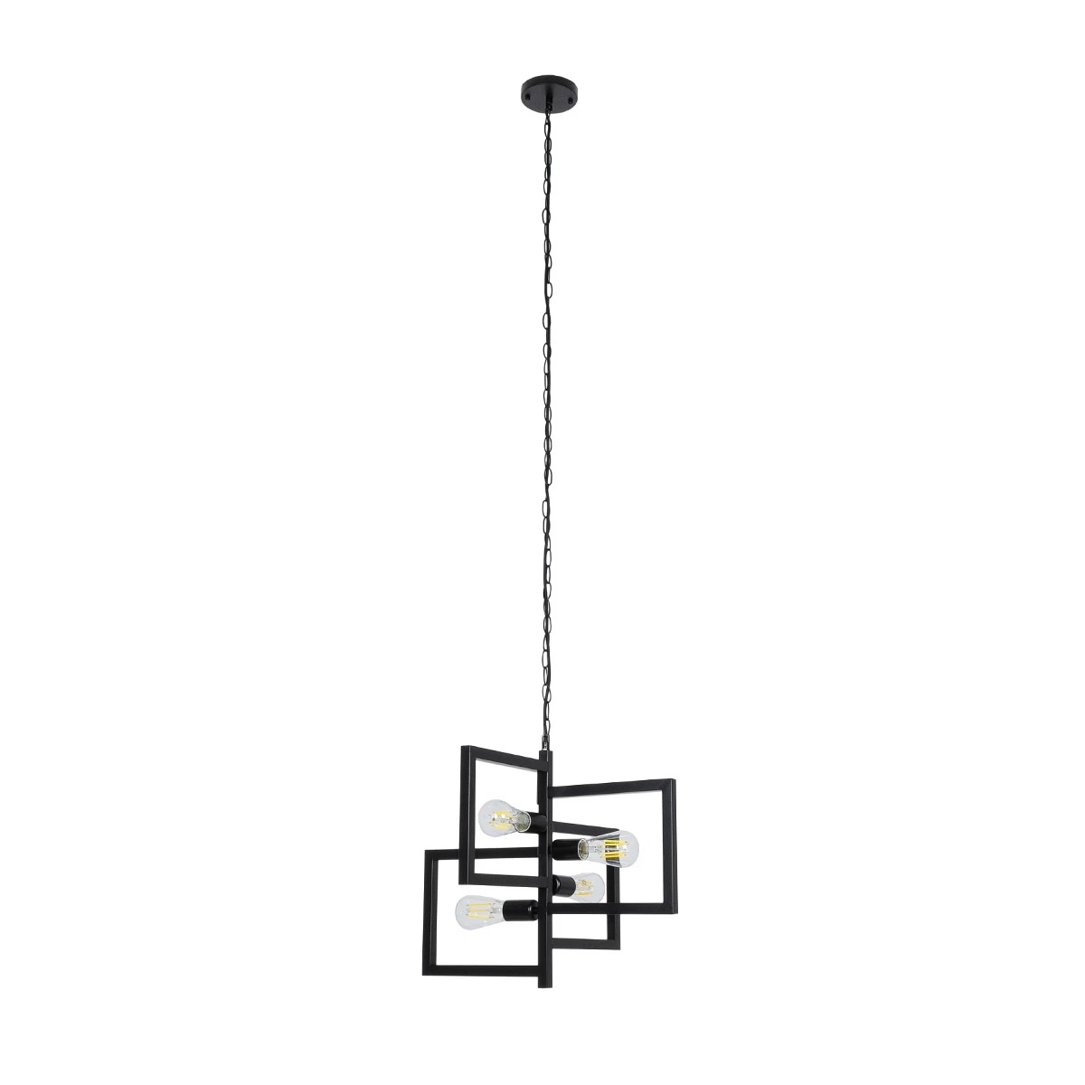 GLOBOSTAR® LOOP 00904 Μοντέρνο Κρεμαστό Φωτιστικό Οροφής με Ντουί 4 x E27 AC 220-240V IP20 - Μαύρο - Μ52 x Π52 x Υ45cm - Image 3