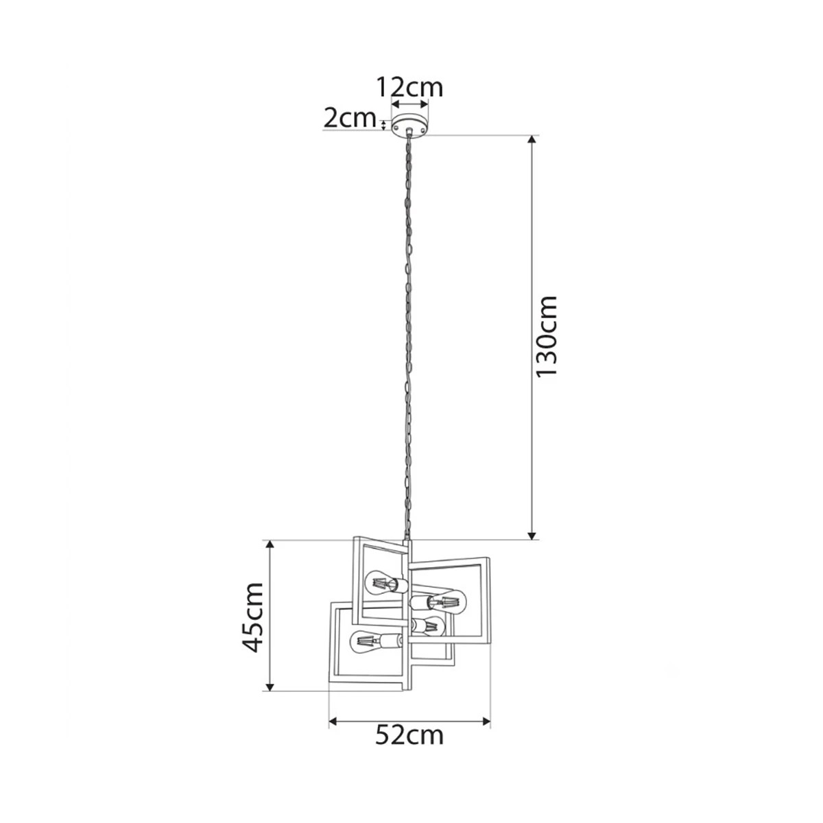 GLOBOSTAR® LOOP 00904 Μοντέρνο Κρεμαστό Φωτιστικό Οροφής με Ντουί 4 x E27 AC 220-240V IP20 - Μαύρο - Μ52 x Π52 x Υ45cm - Image 5